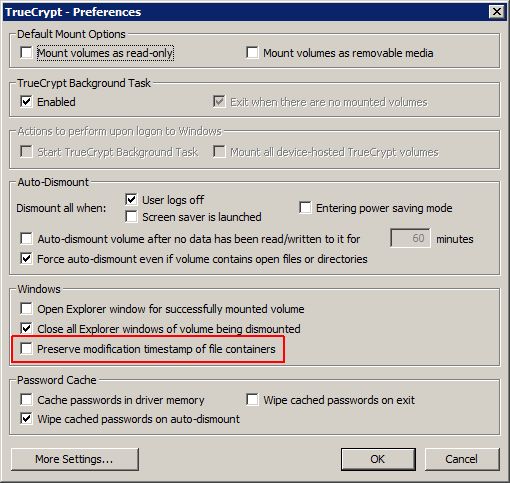 TrueCrypt setting: Preserve modification timestamp of file containers