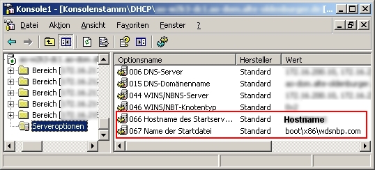 DHCP-Einstellungen für WDS