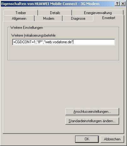 Initialisierungsbefehl UMTS-Stick Vodafone