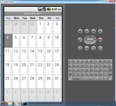 Calendar application in Android 2.2 Froyo emulator