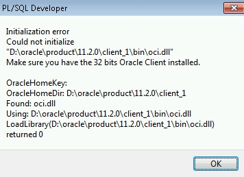 PL/SQL Developer Windows 7 64bit Oci Error