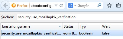 about:config - security_use_mozillapkix_verification
