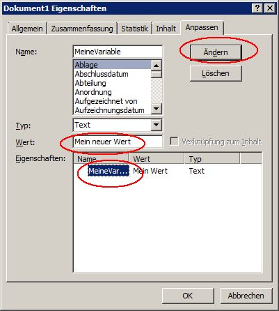 Microsoft Word: Dokumenteigenschaft ändern